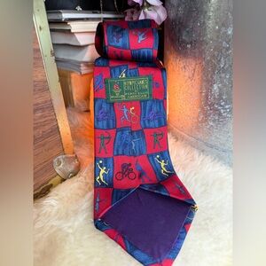 Perry Ellis 1996 Olympics Men's Blue and Red Sports Tie
